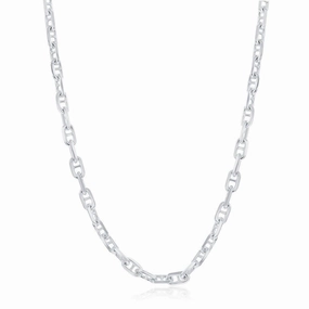 Sterling Silver Rhodium Plated 4.6mm Anchor Marina Chain, 20"