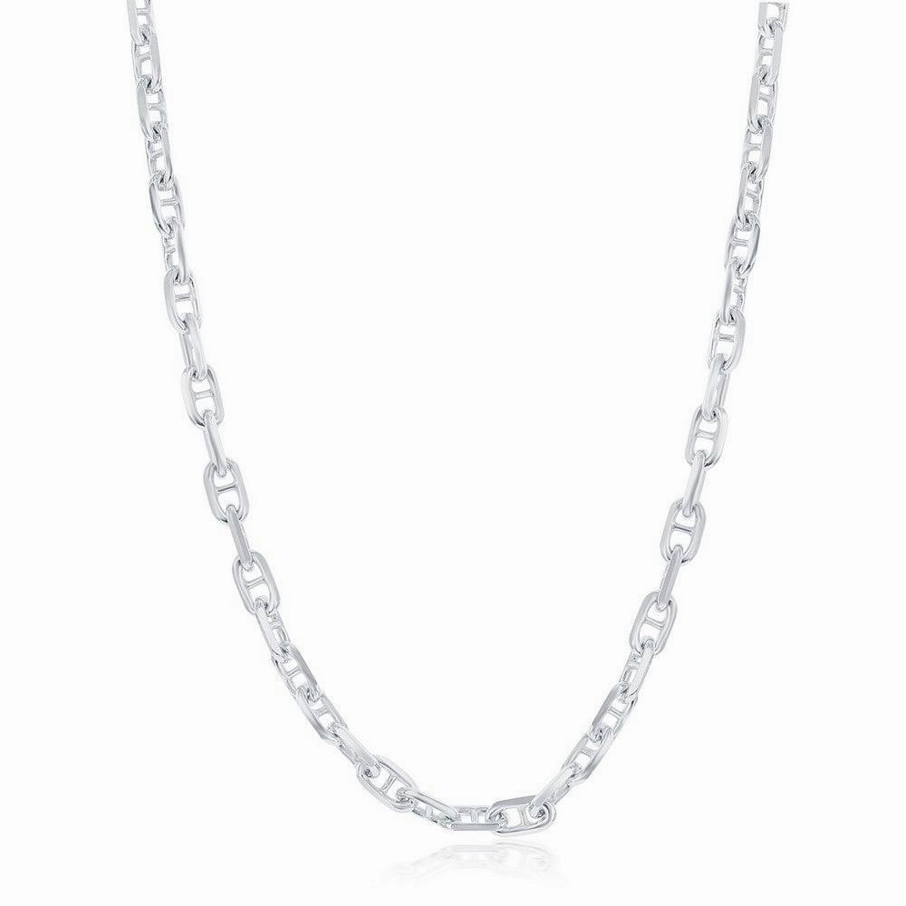 Sterling Silver Rhodium Plated 4.6mm Anchor Marina Chain, 20"