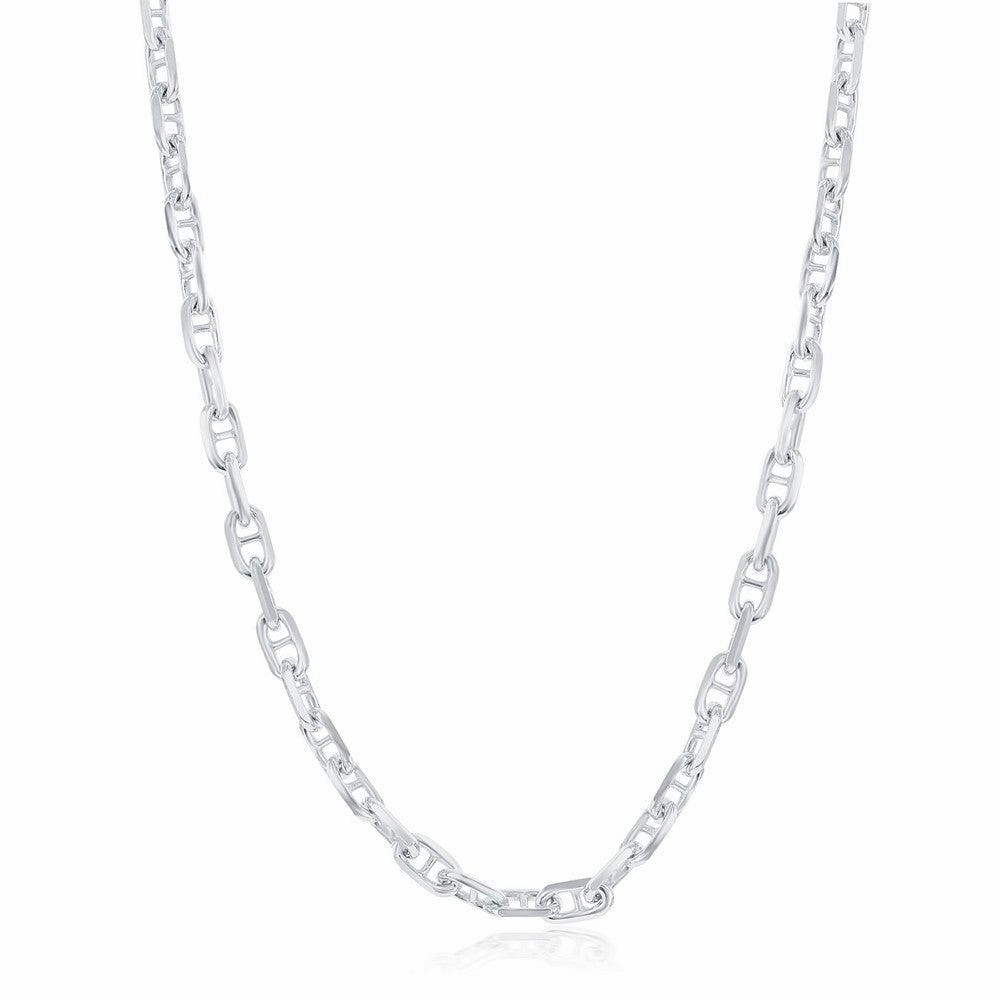 Sterling Silver Rhodium Plated 4.6mm Anchor Marina Chain, 22"