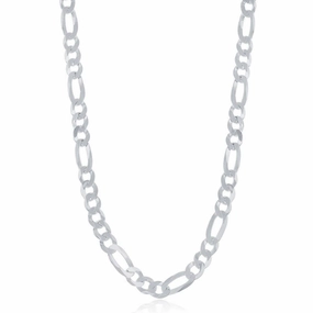 Sterling Silver Rhodium Plated 5.8mm Figaro Chain, 18
