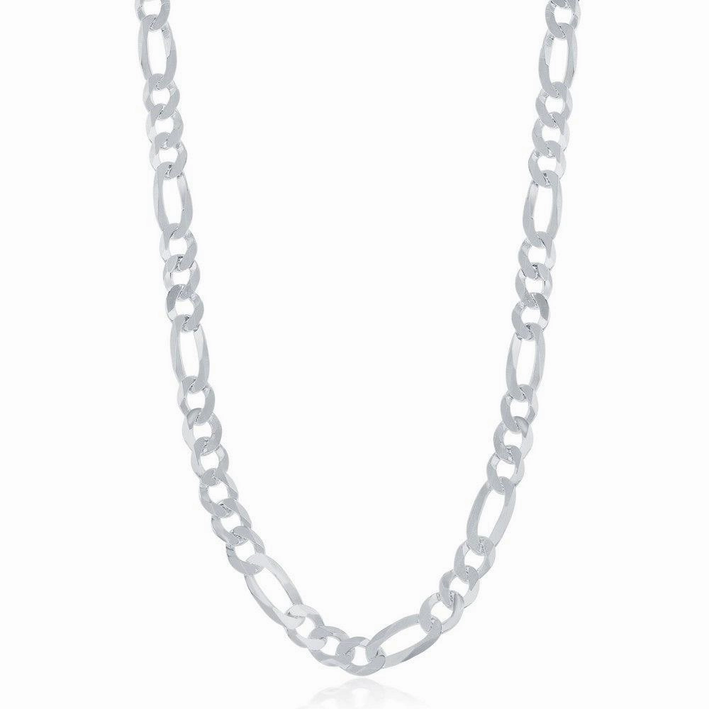 Sterling Silver Rhodium Plated 5.8mm Figaro Chain, 20"
