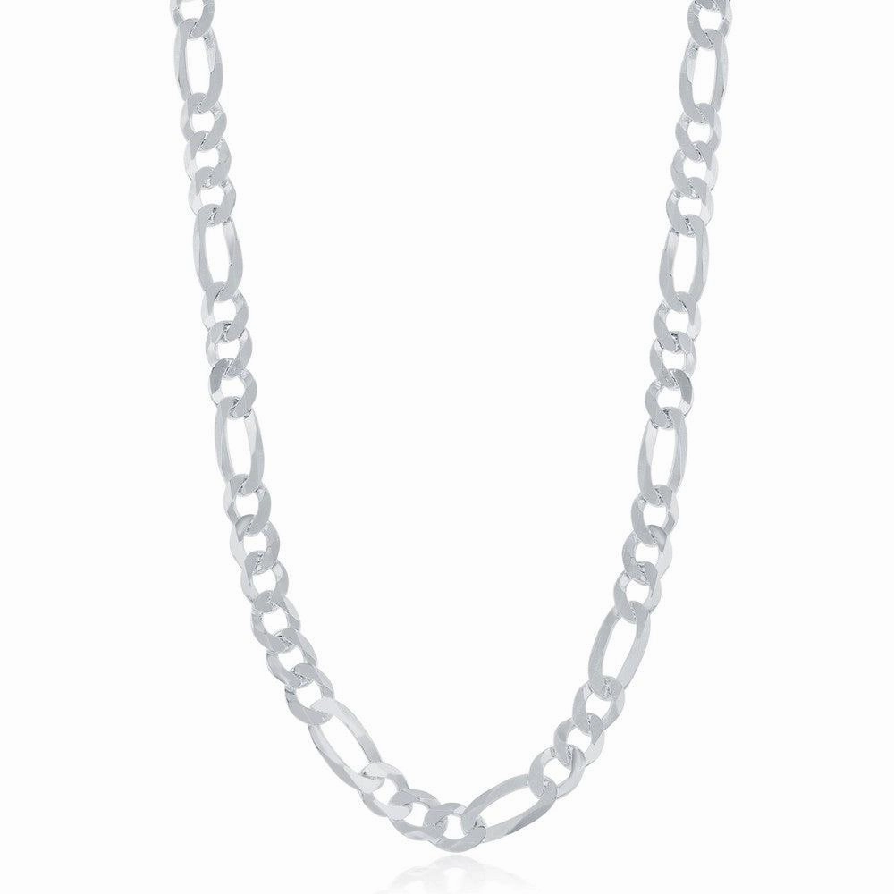 Sterling Silver Rhodium Plated 5.8mm Figaro Chain, 24