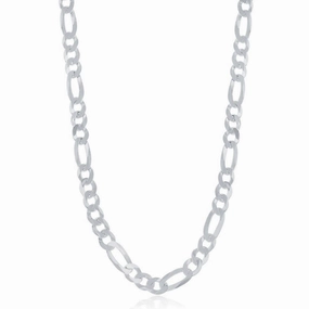 Sterling Silver Rhodium Plated 5.8mm Figaro Chain, 30"