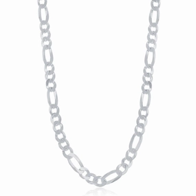 Sterling Silver Rhodium Plated 5.8mm Figaro Chain, 8