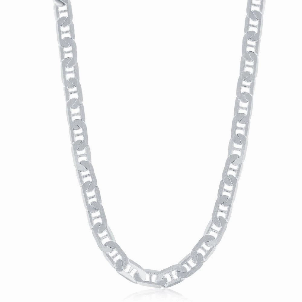 Sterling Silver Rhodium Plated 5.8mm Flat Marina Chain, 20"