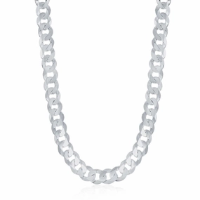 Sterling Silver Rhodium Plated 6.25mm Cuban Chain, 18"