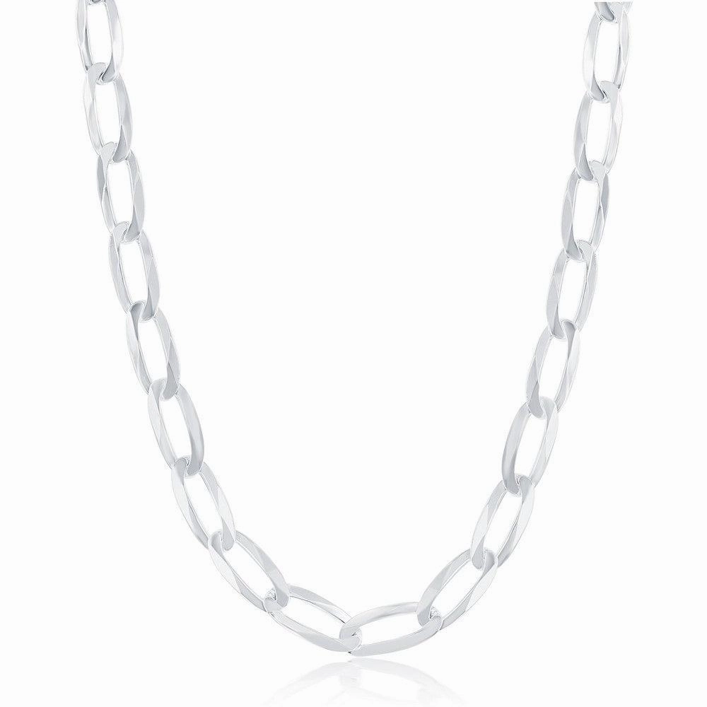Sterling Silver Rhodium Plated 7.1mm Flat Cheval Chain, 20"