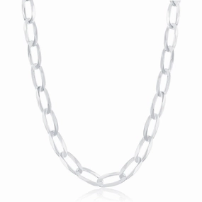 Sterling Silver Rhodium Plated 7.1mm Flat Cheval Chain, 20"