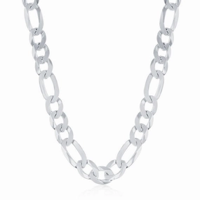 Sterling Silver Rhodium Plated 7.5mm Figaro Chain, 20"