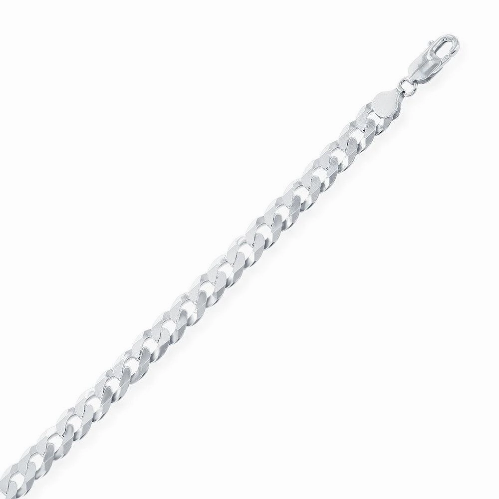Sterling Silver Rhodium Plated 7.85mm Cuban Chain, 20"