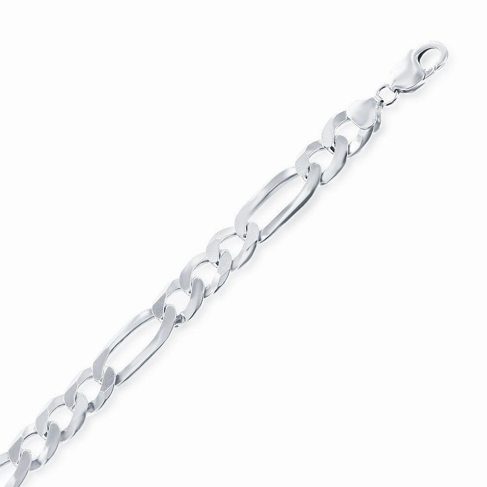 Sterling Silver Rhodium Plated 8.6mm Figaro Chain, 24"