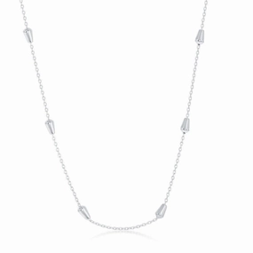 Sterling Silver Rhodium Plated Bullet Beaded Chain, 20"