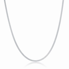 Sterling Silver Rhodium Plated Curb Chain, 18"