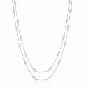 Sterling Silver Rhodium Plated Diamond-Cut Bullet Beads Chain