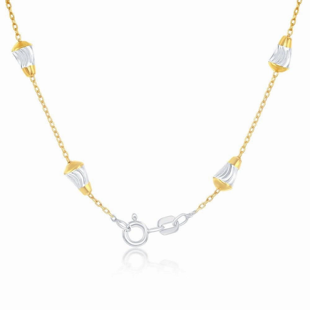 Sterling Silver Rhodium Plated Diamond-Cut Bullet Beads Chain