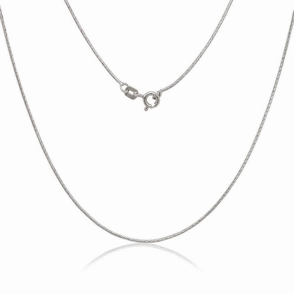 Sterling Silver Rhodium Plated Diamond Cut Snake Chain, 16"