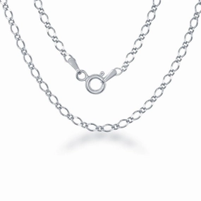 Sterling Silver Rhodium Plated Fancy Link Chain, 18"