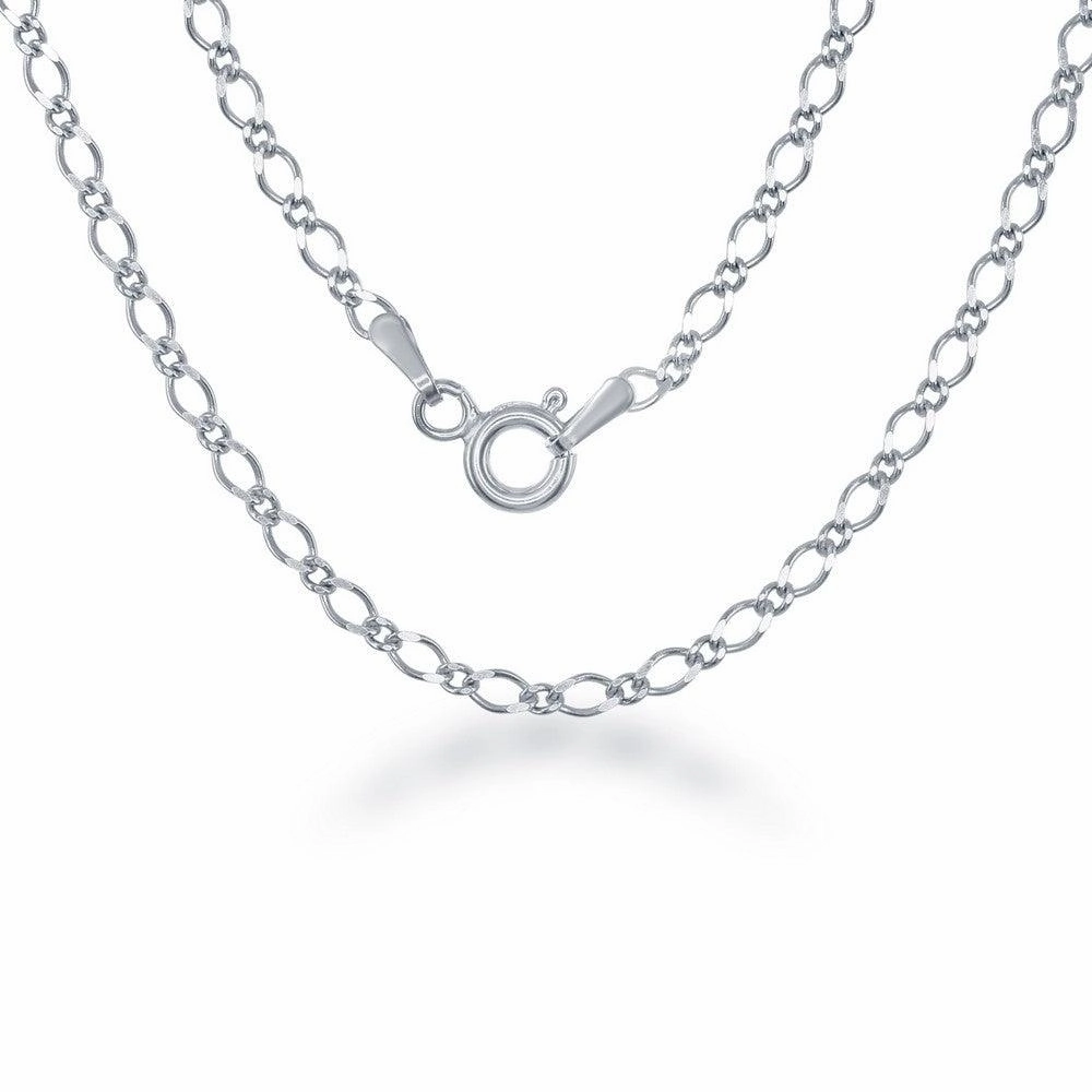 Sterling Silver Rhodium Plated Fancy Link Chain, 20"