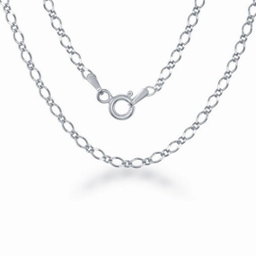Sterling Silver Rhodium Plated Fancy Link Chain, 20"