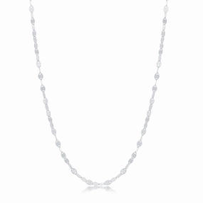 Sterling Silver Rhodium Plated Flat Mirror Oval Chain, 16"