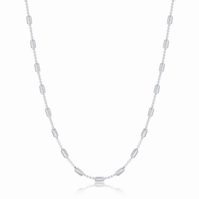 Sterling Silver Rhodium Plated Long Bead Chain, 18"