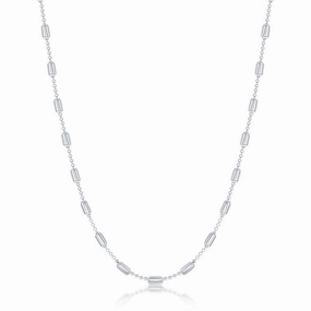 Sterling Silver Rhodium Plated Long Bead Chain, 20"