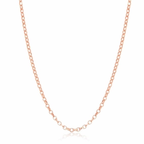 Sterling Silver Rose Gold Plated 1.4mm Cable Chain, 24"