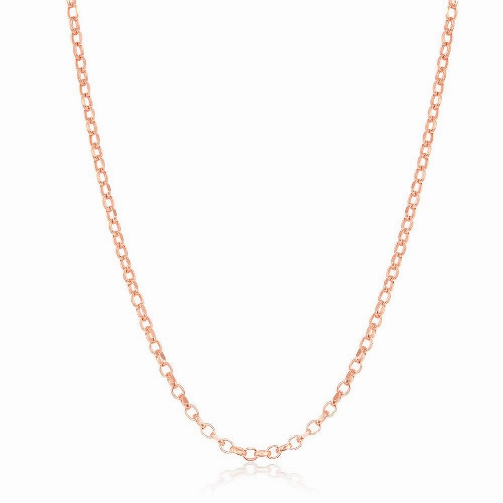 Sterling Silver Rose Gold Plated 1.4mm Cable Chain, 24"