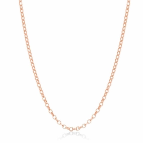 Sterling Silver Rose Gold Plated Diamond-Cut Rolo Chain