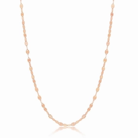 Sterling Silver Rose GP Flat Mirror Oval Chain, 16"