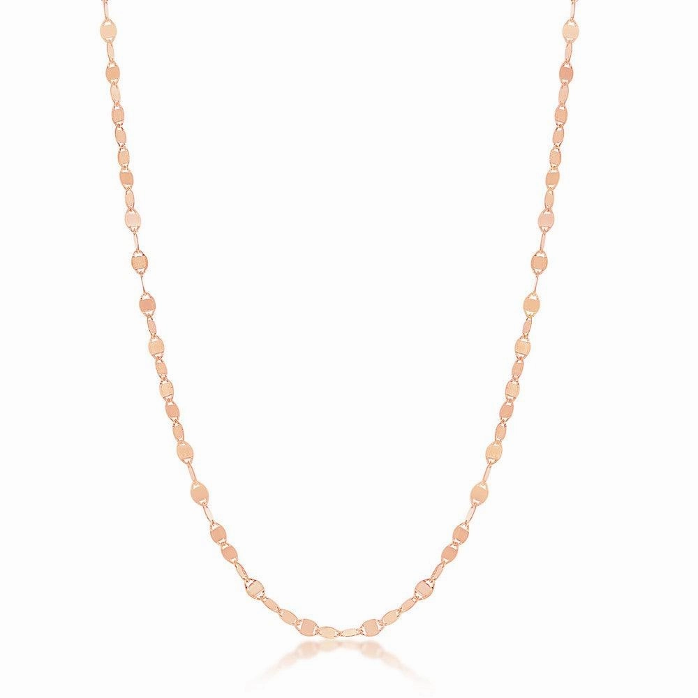 Sterling Silver Rose GP Flat Mirror Oval Chain, 18"