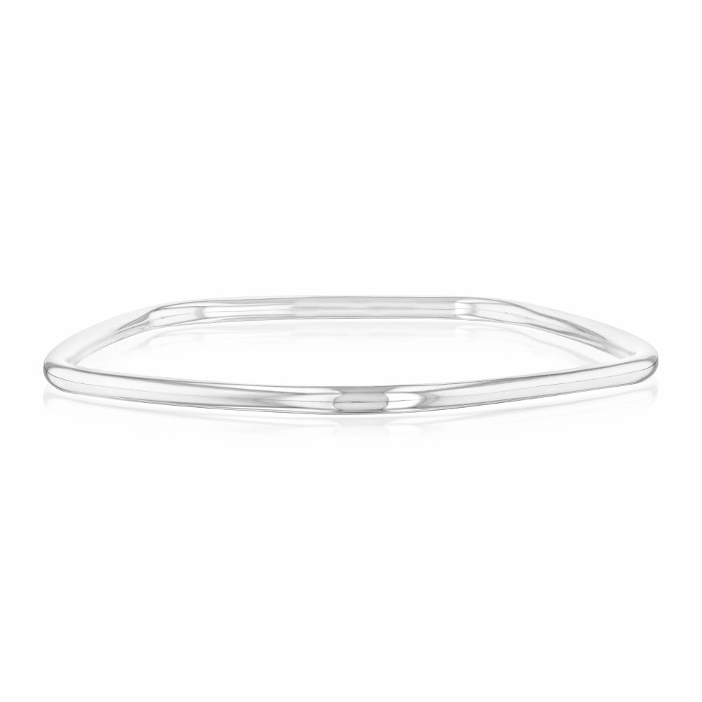 Sterling Silver Rounded Pentagon Bangle
