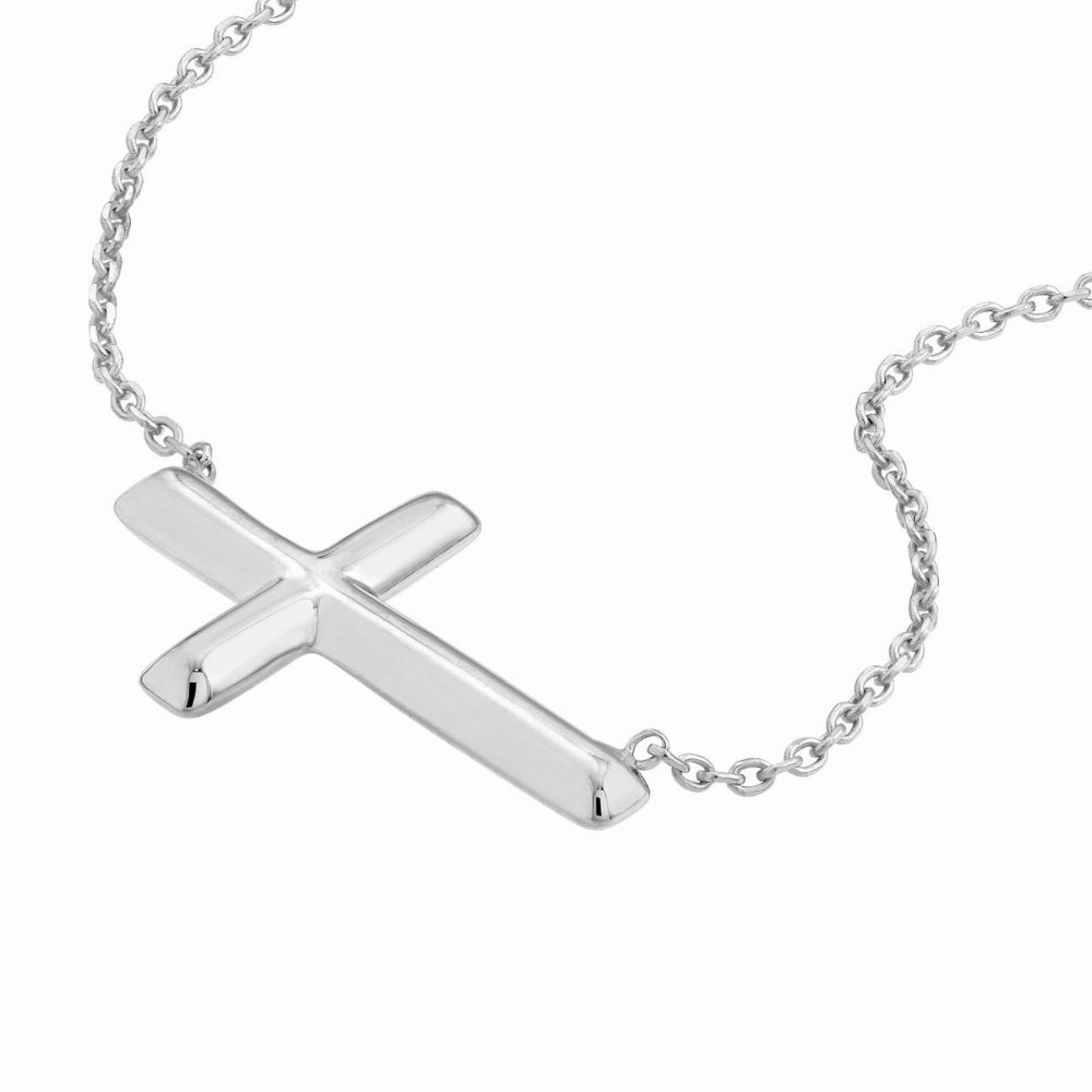 Sterling Silver Sideways Cross Necklace