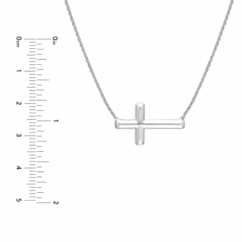 Sterling Silver Sideways Cross Necklace