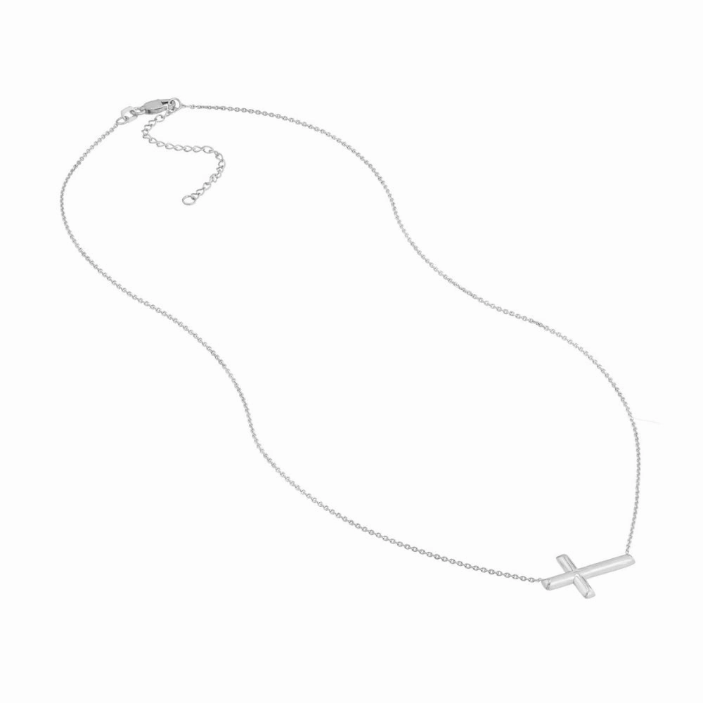 Sterling Silver Sideways Cross Necklace