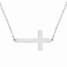 Sterling Silver Sideways Cross Necklace