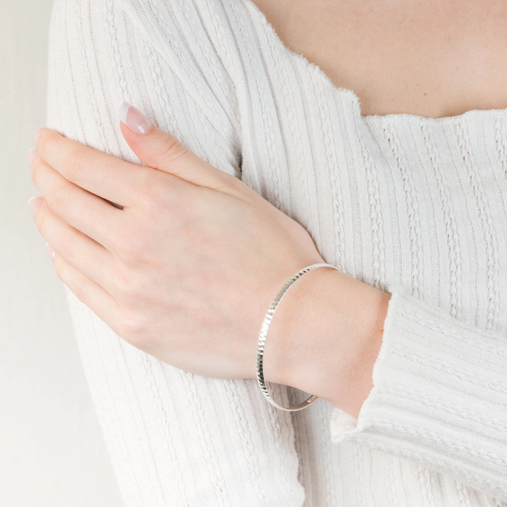 Sterling Silver Textured 65mm Bangle