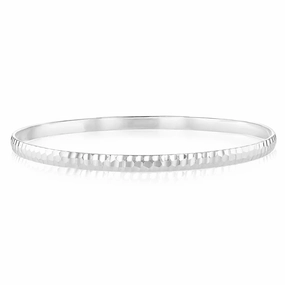 Sterling Silver Textured 65mm Bangle