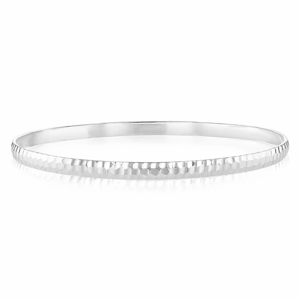 Sterling Silver Textured 65mm Bangle