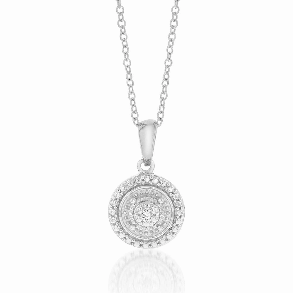Sterling Silver With Diamond Round Shape Pendant