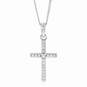 Sterling Silver Zirconia Cross Pendant
