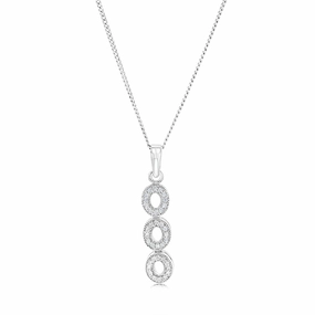 Sterling Silver Zirconia Three Oval Pendant