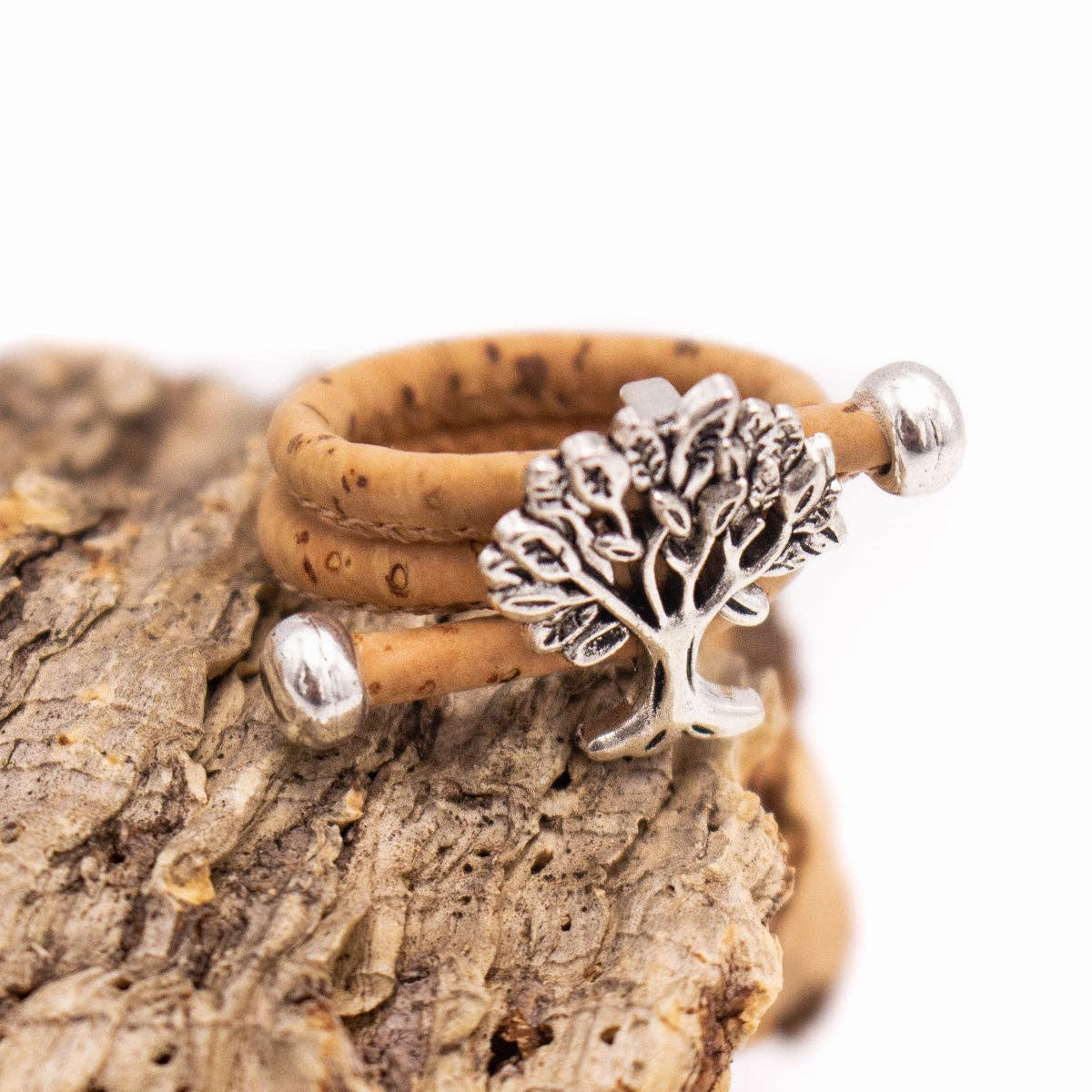 Tree  women Ring cork original, adjustable handmade R-009