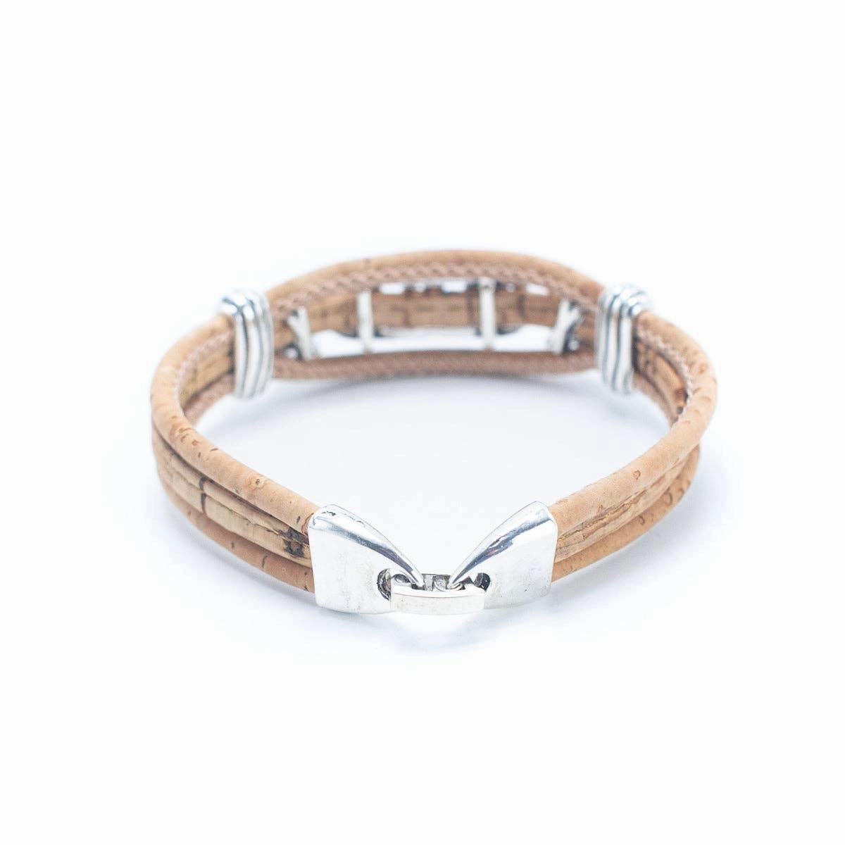 Tri-floral cork with pendant bracelet adjustable BR-505-MIX-5