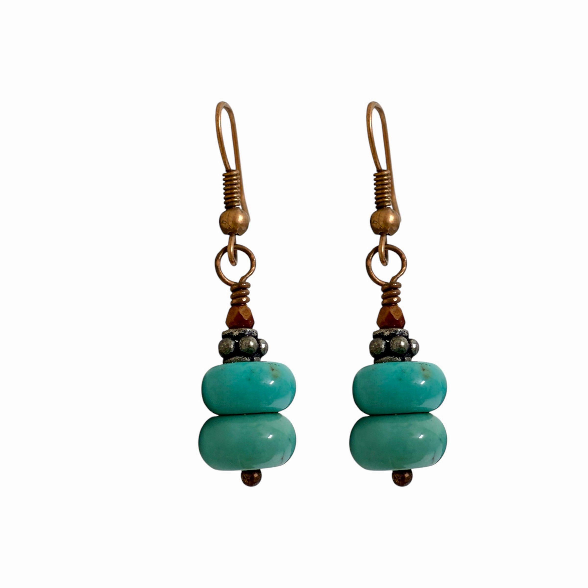 Turquoise Bead Dangle Earrings By Unbranded