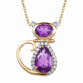 Twilight Kitty Amethyst Pendant