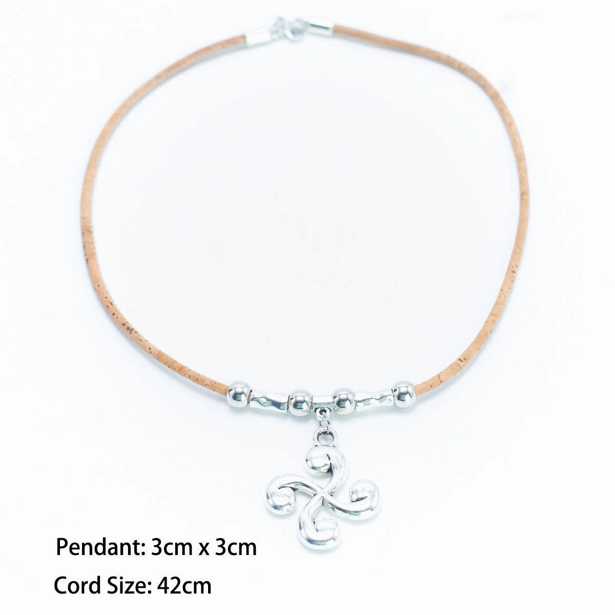 Wellness Pendant Cork Handmade Necklace N-012