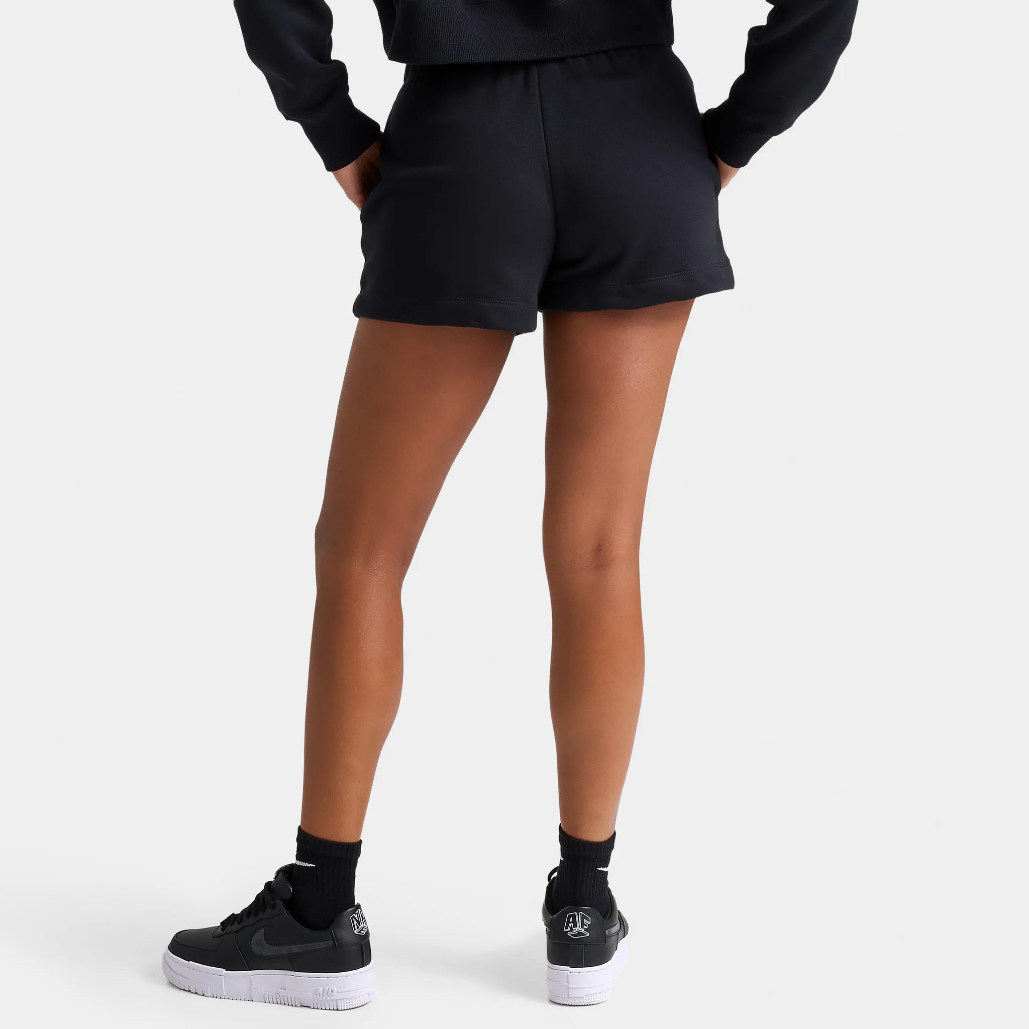 Womens Nike Nike Sportswear Women's Club Fleece Mid-Rise Shorts Black / White